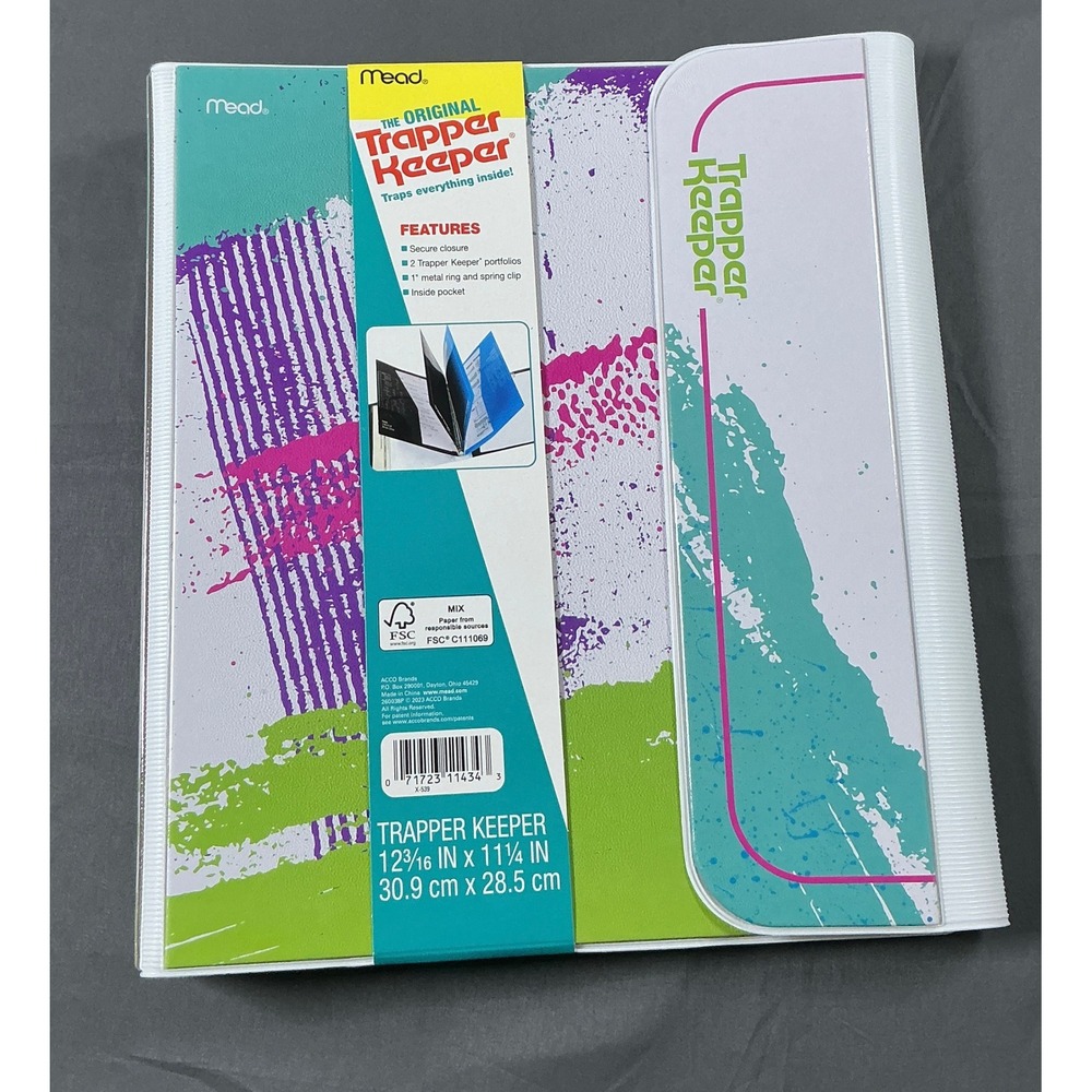 Mead The Original Trapper Keeper 1 Inch Ring Binder Retro Splatter Multi-Color